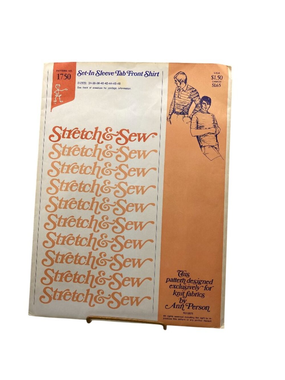 UNCUT Vintage Sewing PATTERN Stretch and Sew 1750 by Ann Person, Mens 1974 Set